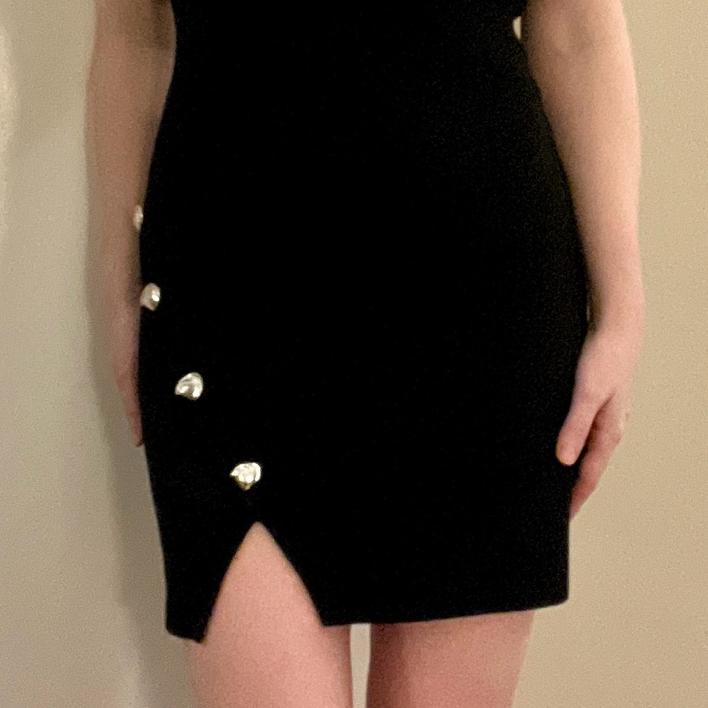 Black Dress with Silver Button Accents